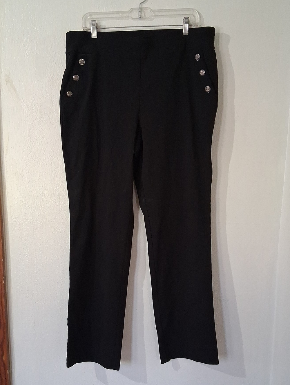 Black Trouser Pants with Decorative Buttons